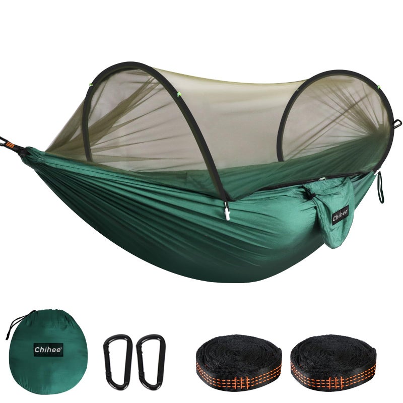 Chihee Ultra-Light Travel Camping Hammock Pop-up Net Hammock 660lbs Load Capacity,Breathable,Quick-Drying Parachute Nylon 2 Premium Carabiners,2 Tree Slings Included for Outdoor Backpacking Hiking - Image 1